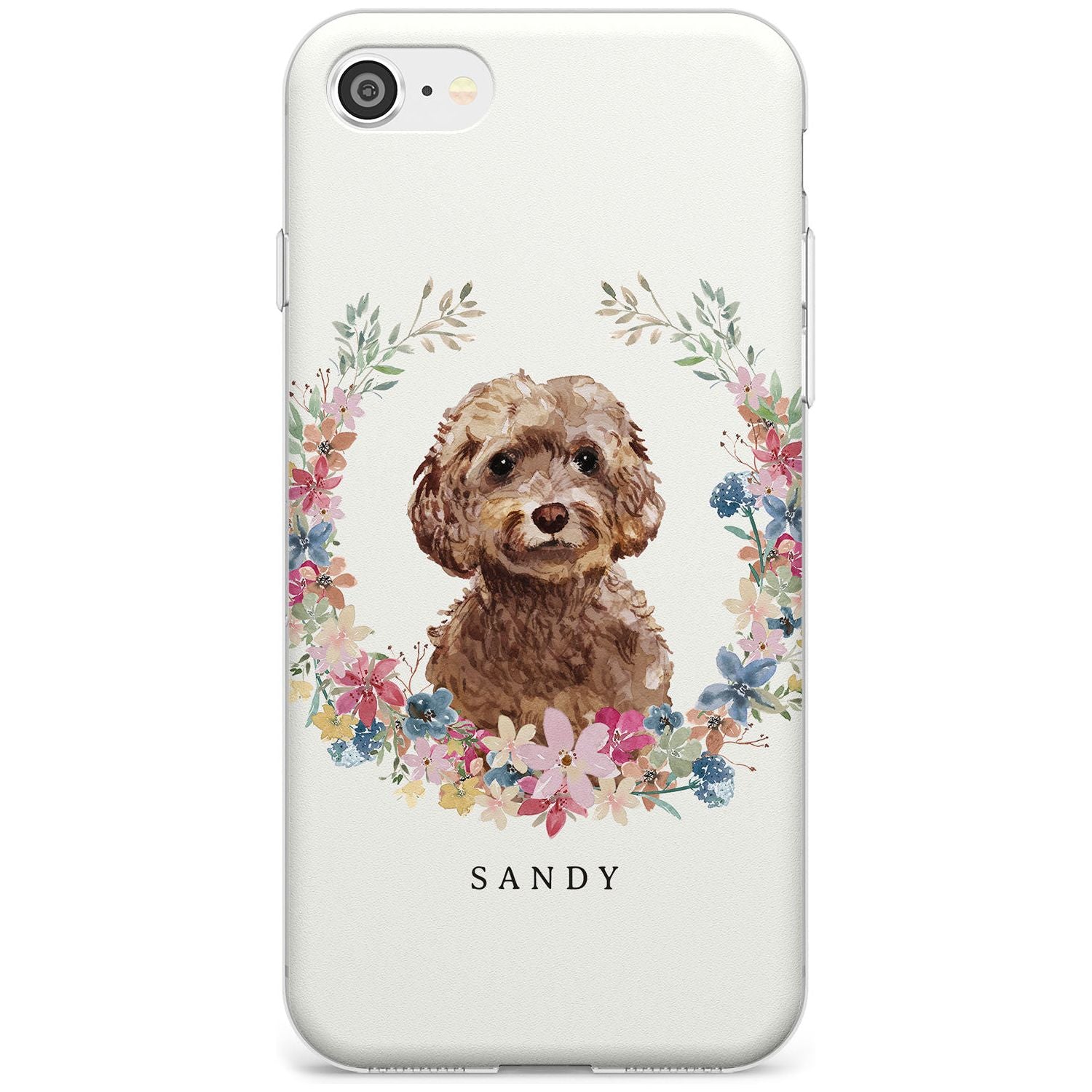 Brown Cockapoo - Watercolour Dog Portrait Slim TPU Phone Case for iPhone SE 8 7 Plus