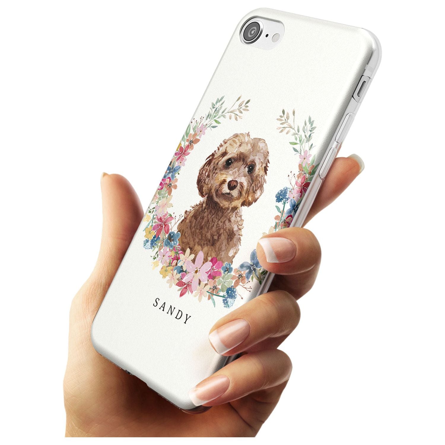 Brown Cockapoo - Watercolour Dog Portrait Slim TPU Phone Case for iPhone SE 8 7 Plus