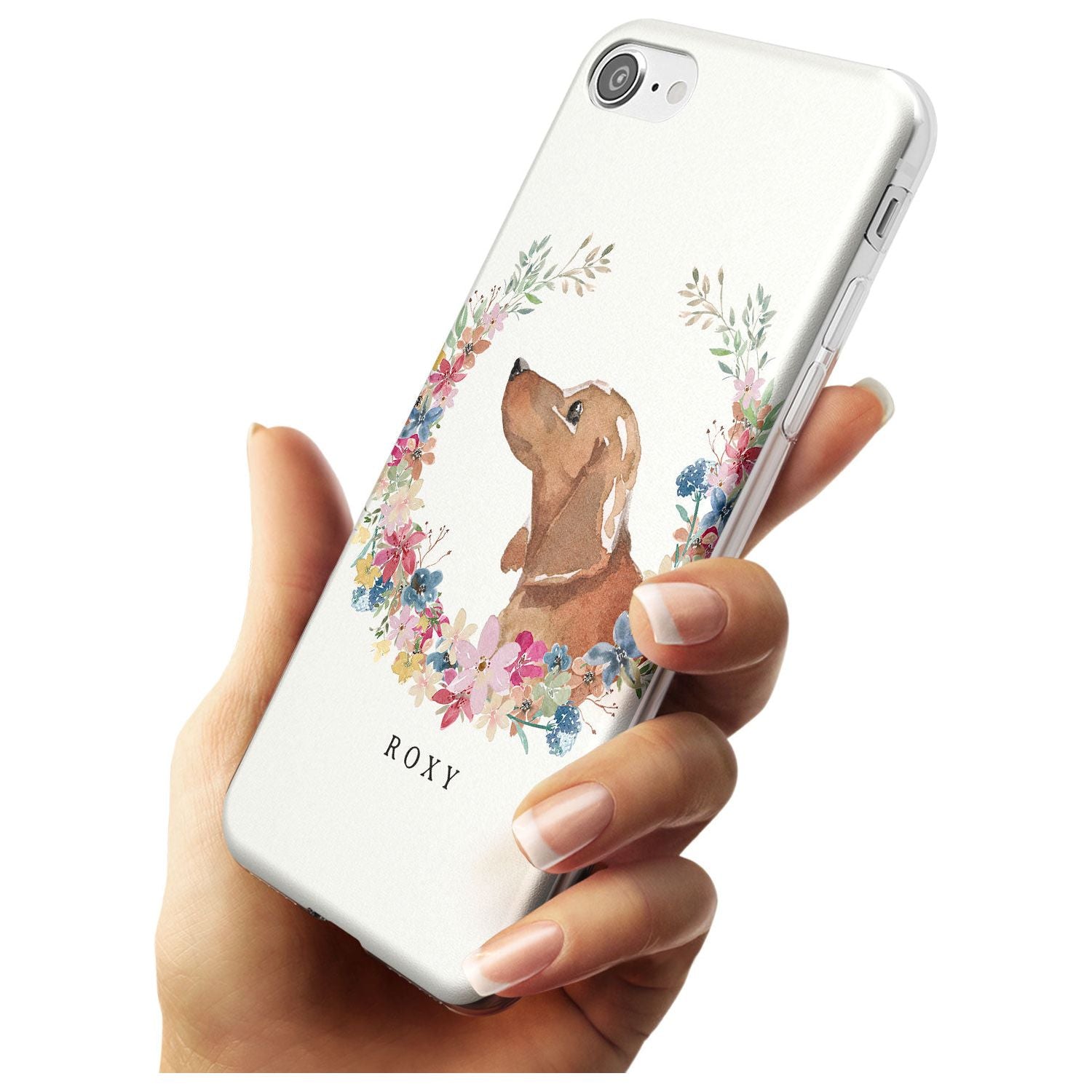 Tan Dachshund - Watercolour Dog Portrait Slim TPU Phone Case for iPhone SE 8 7 Plus