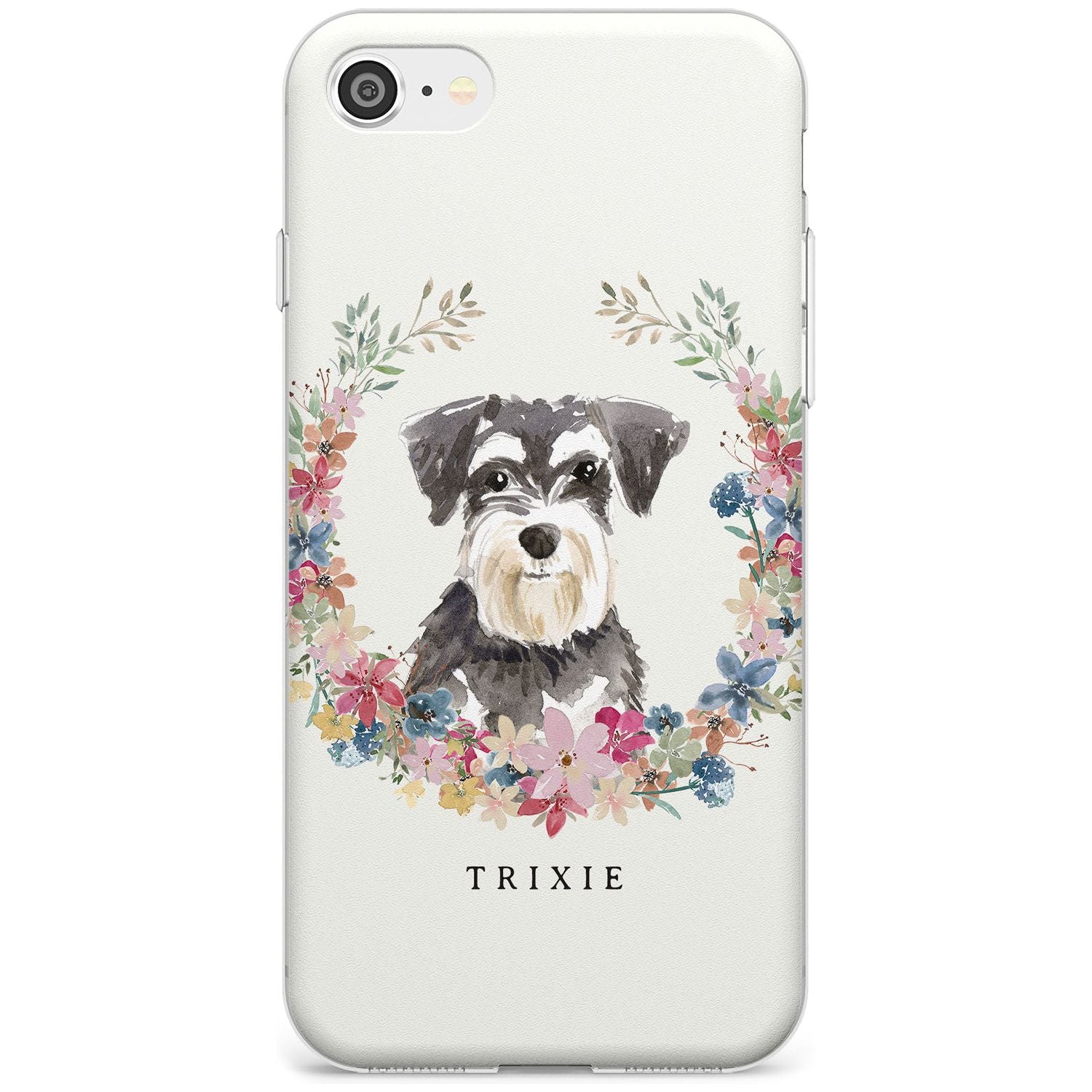 Miniature Schnauzer - Watercolour Dog Portrait Slim TPU Phone Case for iPhone SE 8 7 Plus