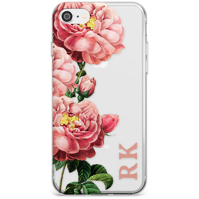 Custom Clear Vintage Floral Pink Peonies Slim TPU Phone Case for iPhone SE 8 7 Plus