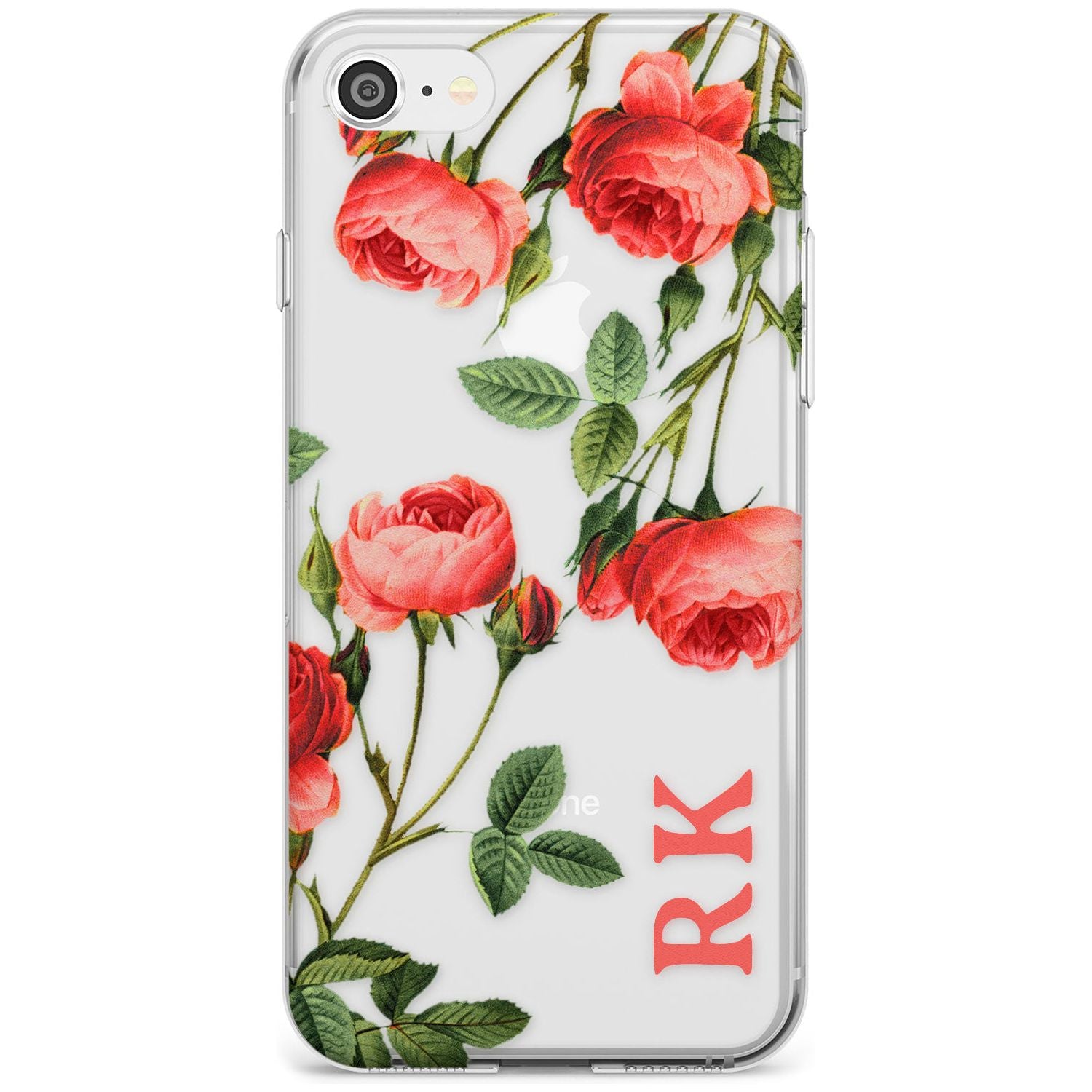 Custom Clear Vintage Floral Pink Roses Slim TPU Phone Case for iPhone SE 8 7 Plus