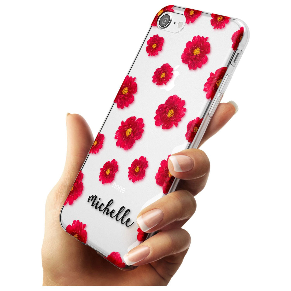 Red Peonies & Cursive iPhone Case   Custom Phone Case - Case Warehouse