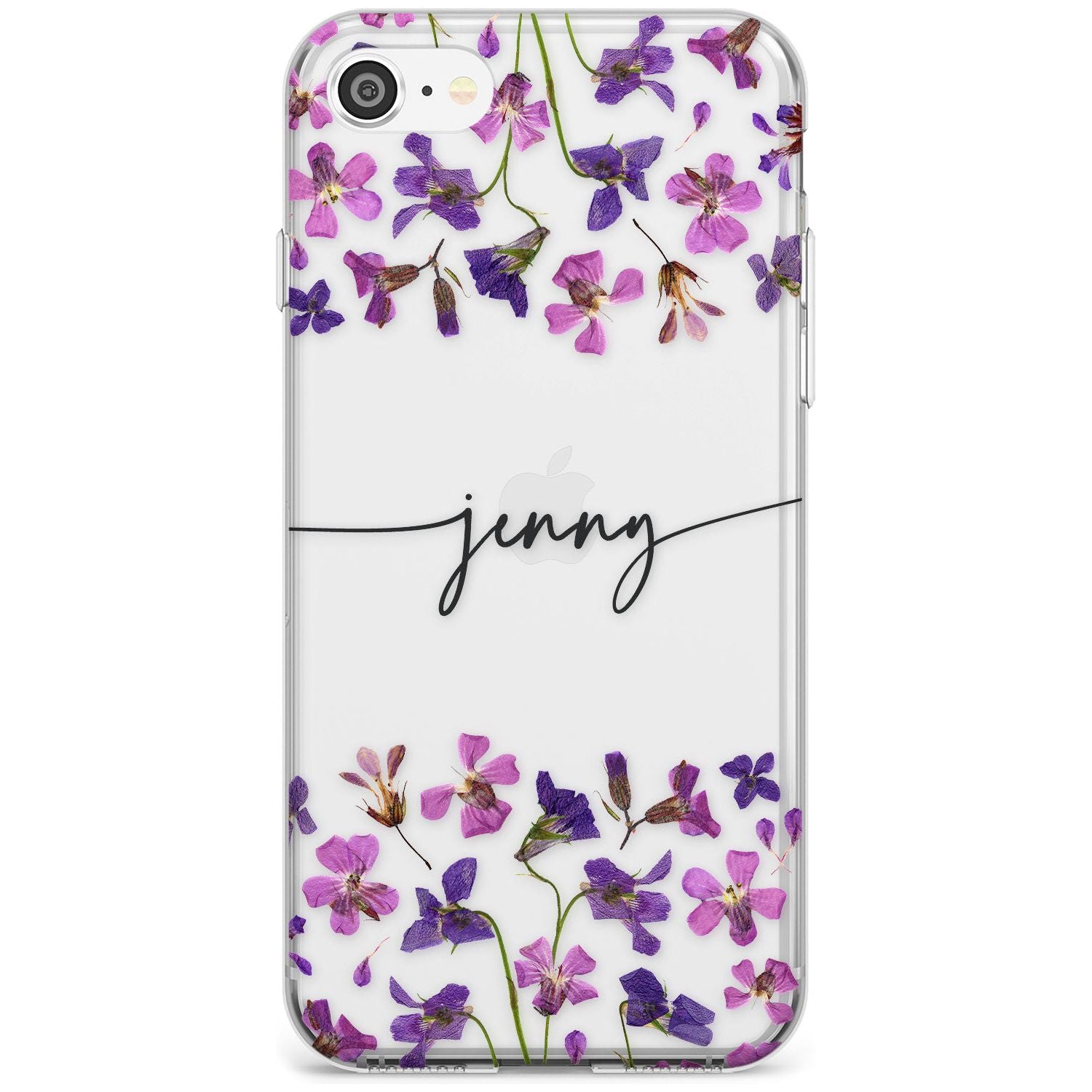 Custom Violet Flowers Black Impact Phone Case for iPhone SE 8 7 Plus
