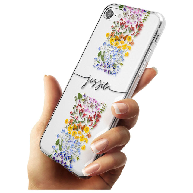 Custom Wildflower Stripe Black Impact Phone Case for iPhone SE 8 7 Plus