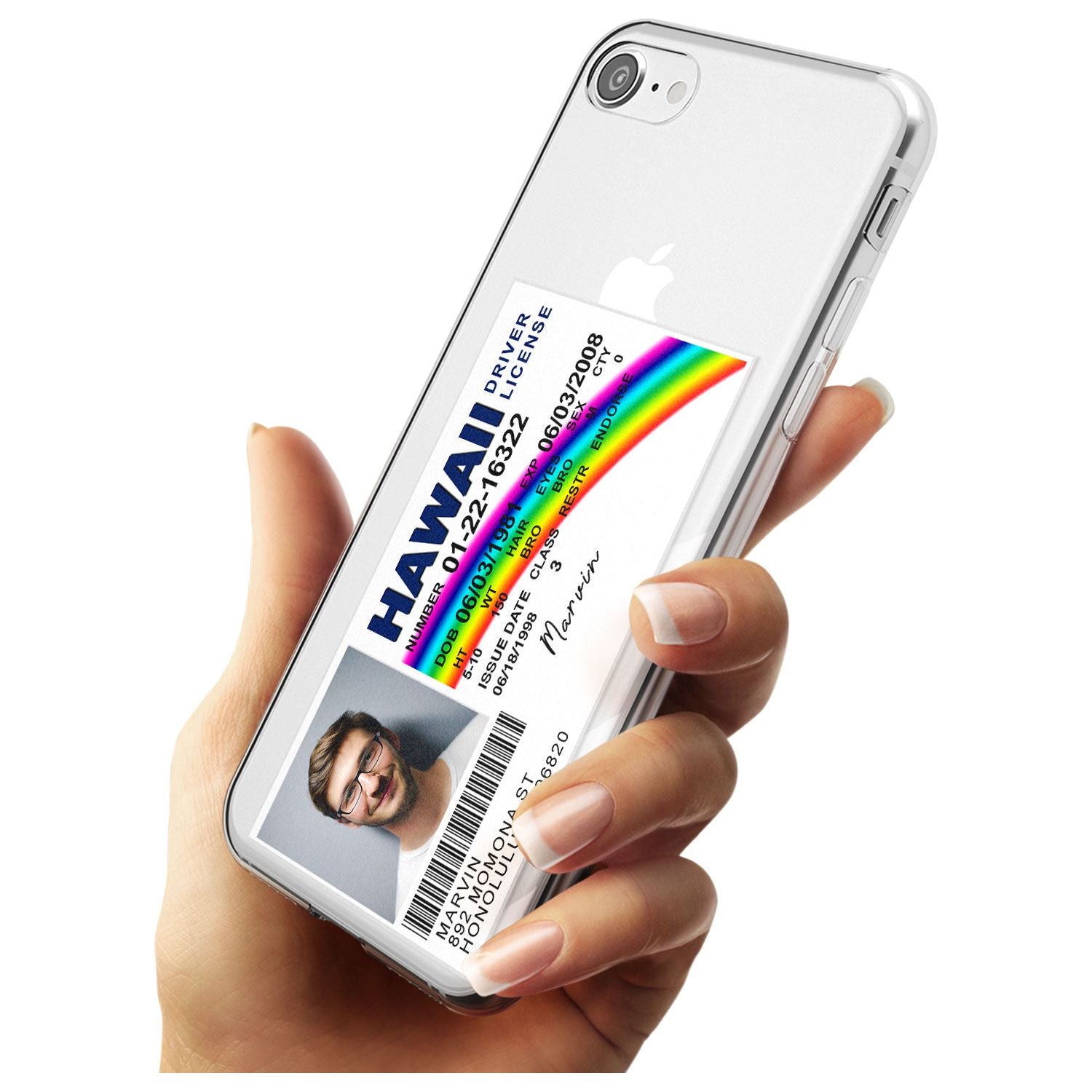 Personalised Hawaii Driving License Slim TPU Phone Case for iPhone SE 8 7 Plus