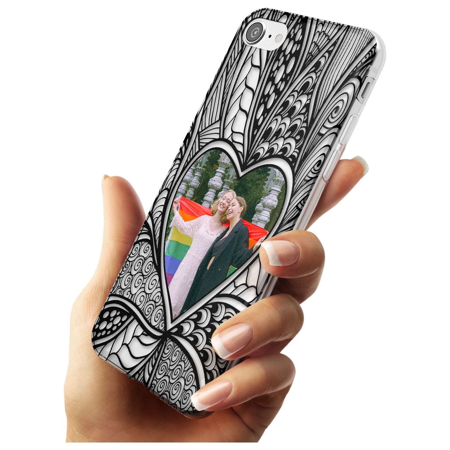 Personalised Henna Heart Photo Case Slim TPU Phone Case for iPhone SE 8 7 Plus