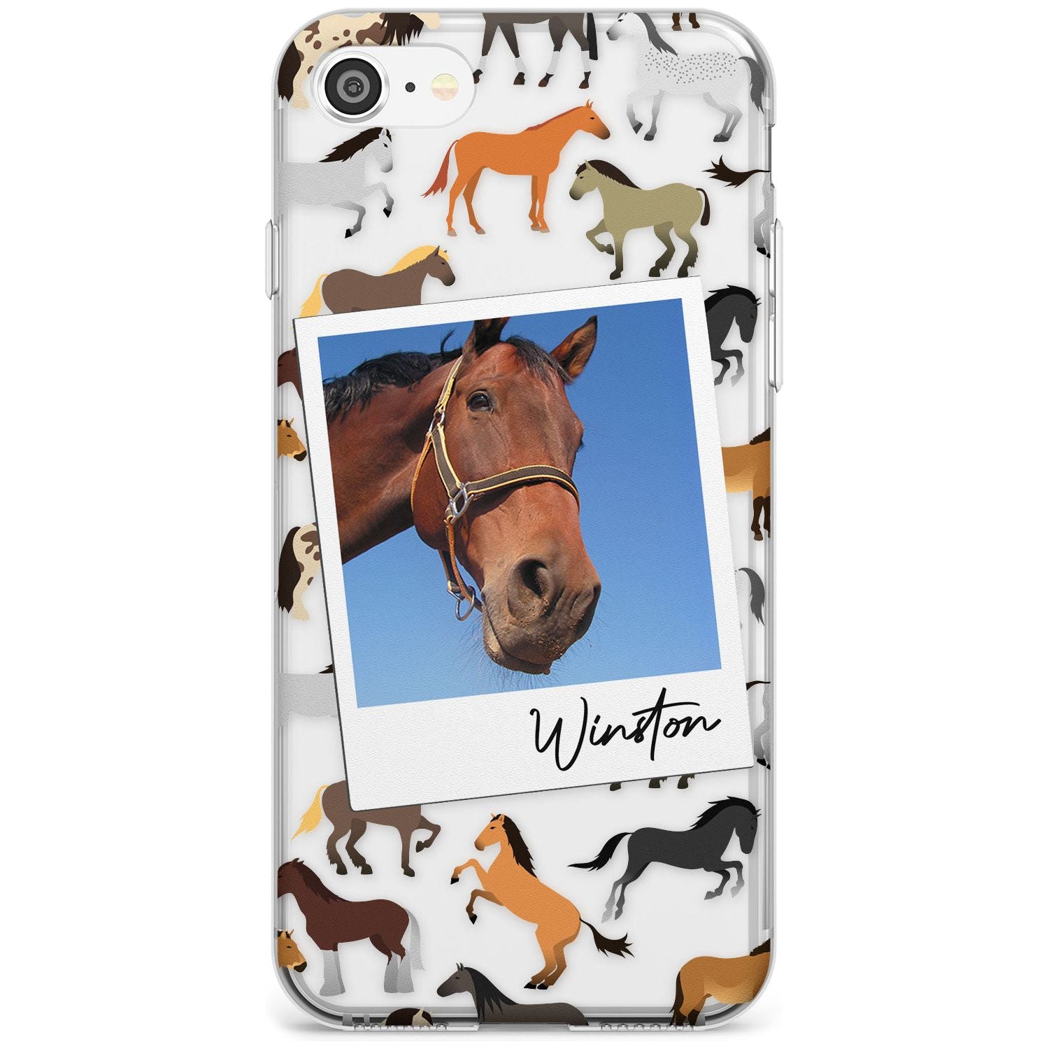 Personalised Horse Polaroid Slim TPU Phone Case for iPhone SE 8 7 Plus