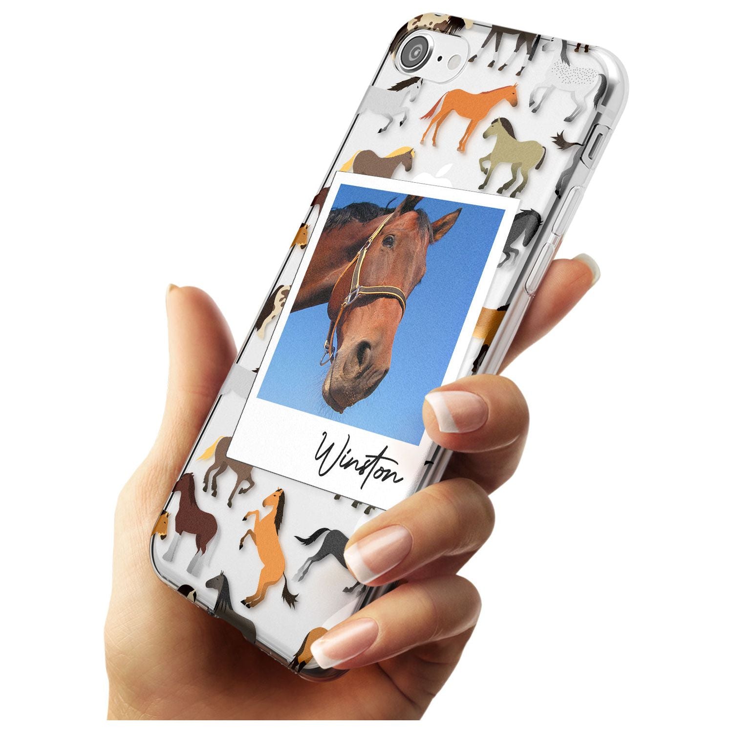 Personalised Horse Polaroid Slim TPU Phone Case for iPhone SE 8 7 Plus