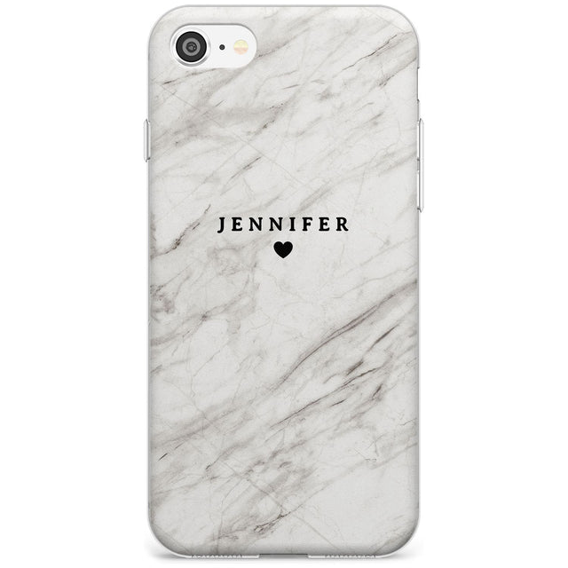 Personalised Light Grey & White Marble Black Impact Phone Case for iPhone SE 8 7 Plus