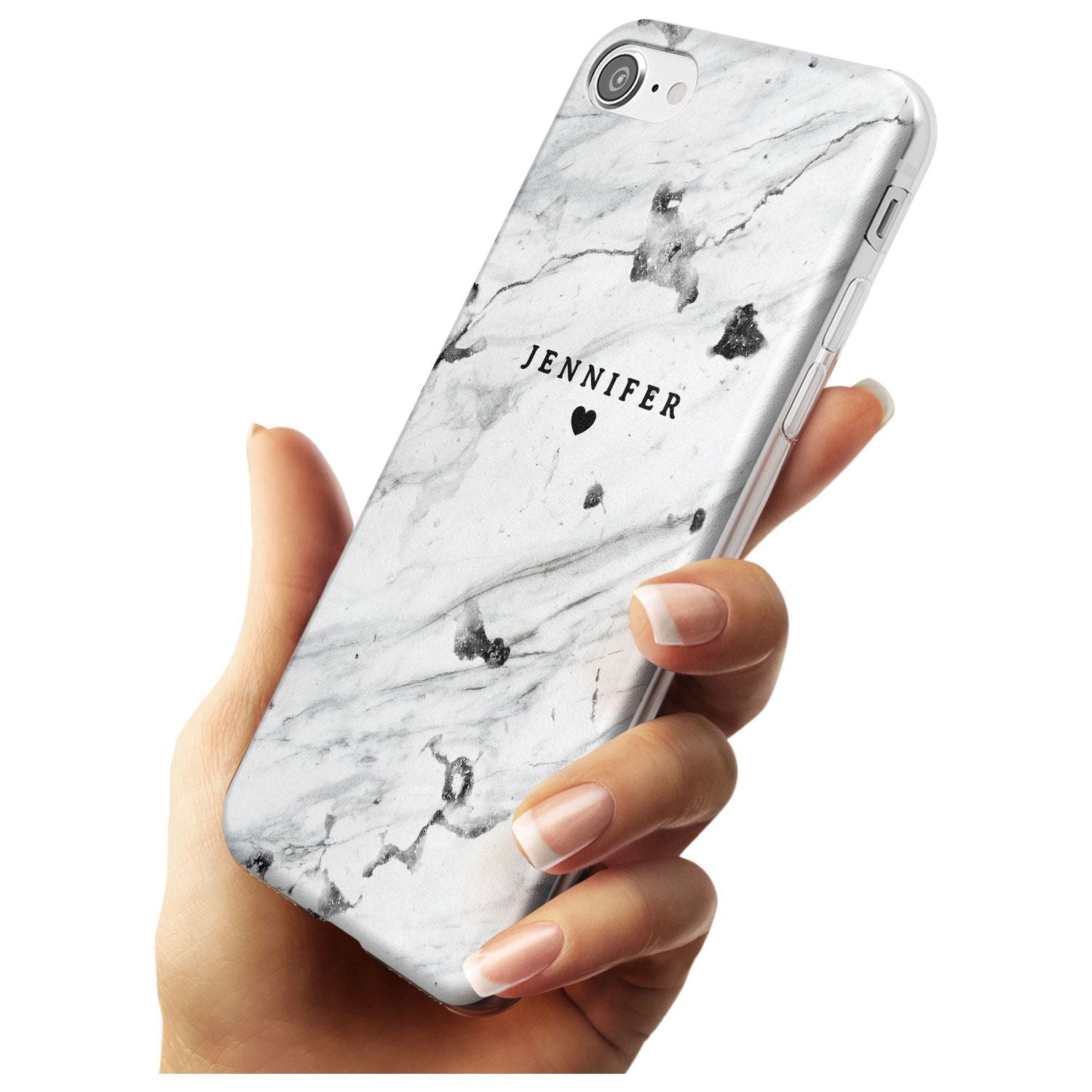 Personalised Black & White Marble Black Impact Phone Case for iPhone SE 8 7 Plus