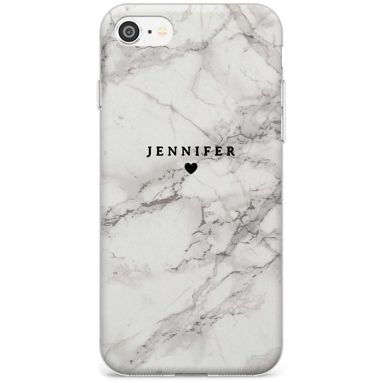 Personalised Light Grey Classic Marble Black Impact Phone Case for iPhone SE 8 7 Plus