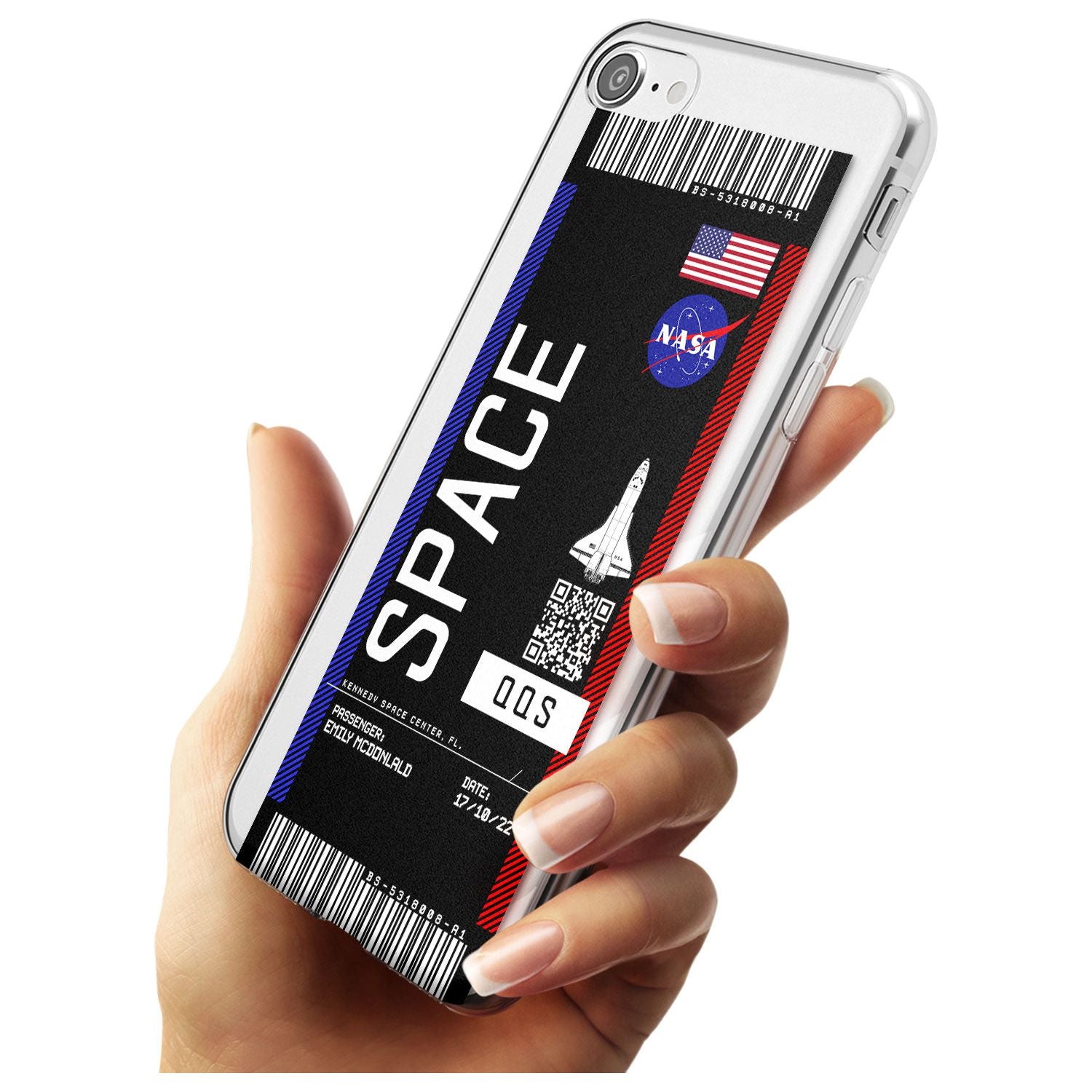 Personalised NASA Boarding Pass (Dark) Slim TPU Phone Case for iPhone SE 8 7 Plus