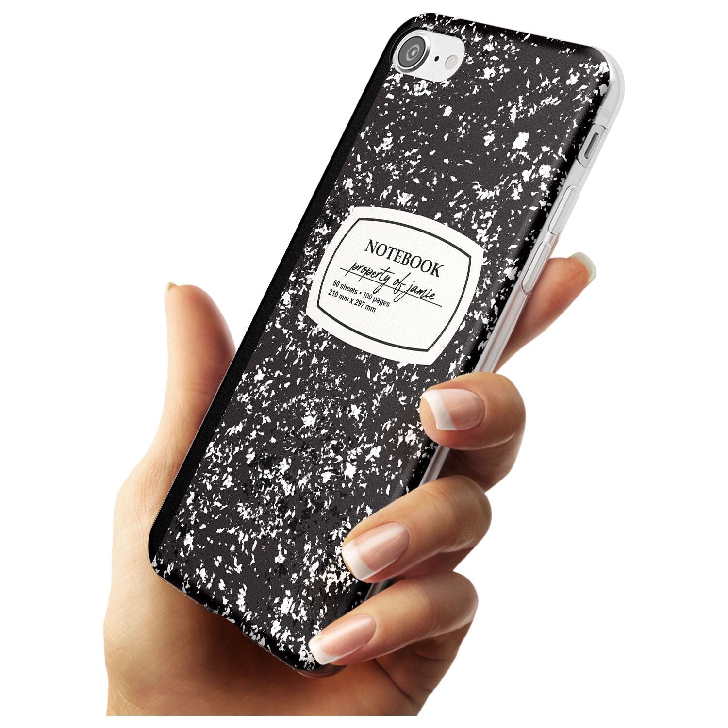 Custom Notebook Cover Black Impact Phone Case for iPhone SE 8 7 Plus