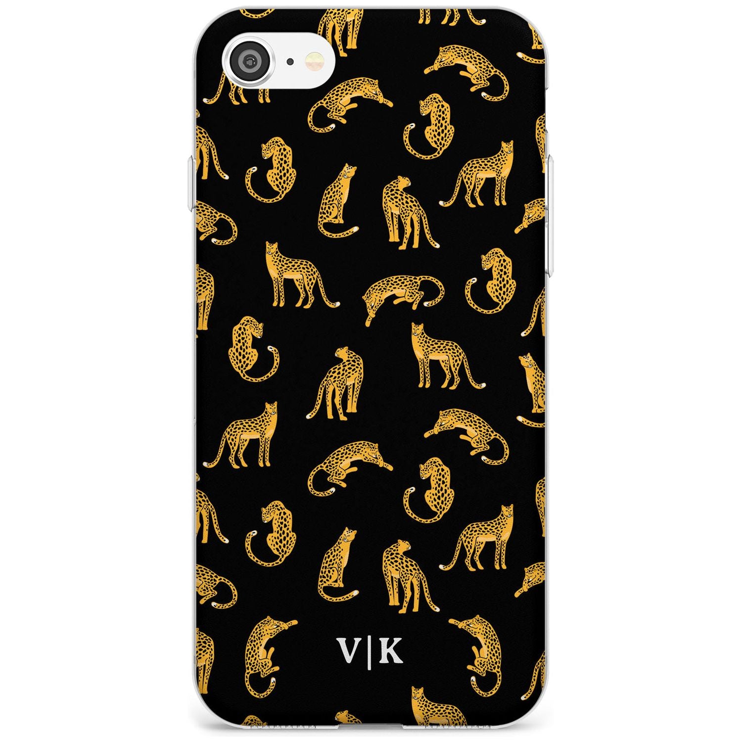 Personalised Cheetah Pattern: Black Black Impact Phone Case for iPhone SE 8 7 Plus