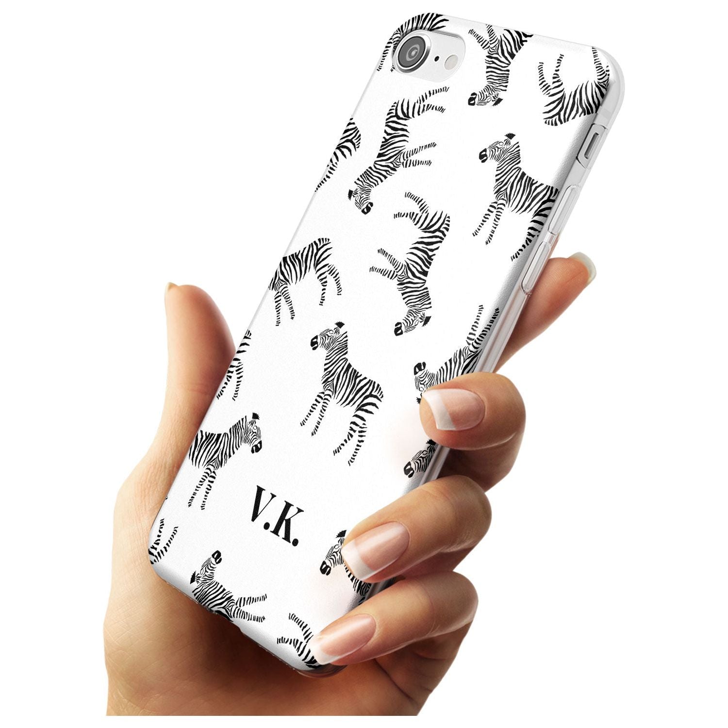 Personalised Zebra Pattern Black Impact Phone Case for iPhone SE 8 7 Plus
