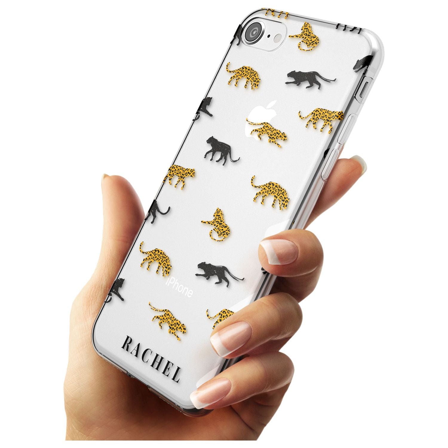 Personalised Jaguar Pattern on Transparent Slim TPU Phone Case for iPhone SE 8 7 Plus