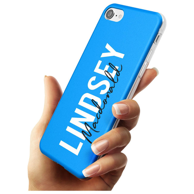 Bold Custom Name: Blue Slim TPU Phone Case for iPhone SE 8 7 Plus