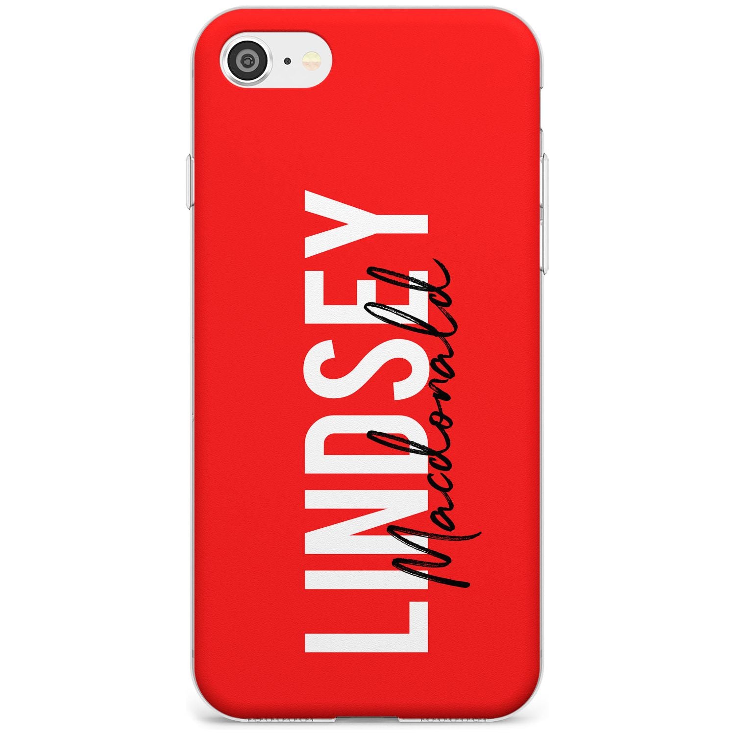 Bold Custom Name: Red Slim TPU Phone Case for iPhone SE 8 7 Plus