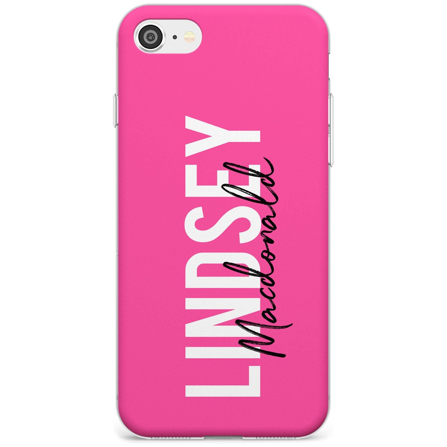 Bold Custom Name: Pink Slim TPU Phone Case for iPhone SE 8 7 Plus