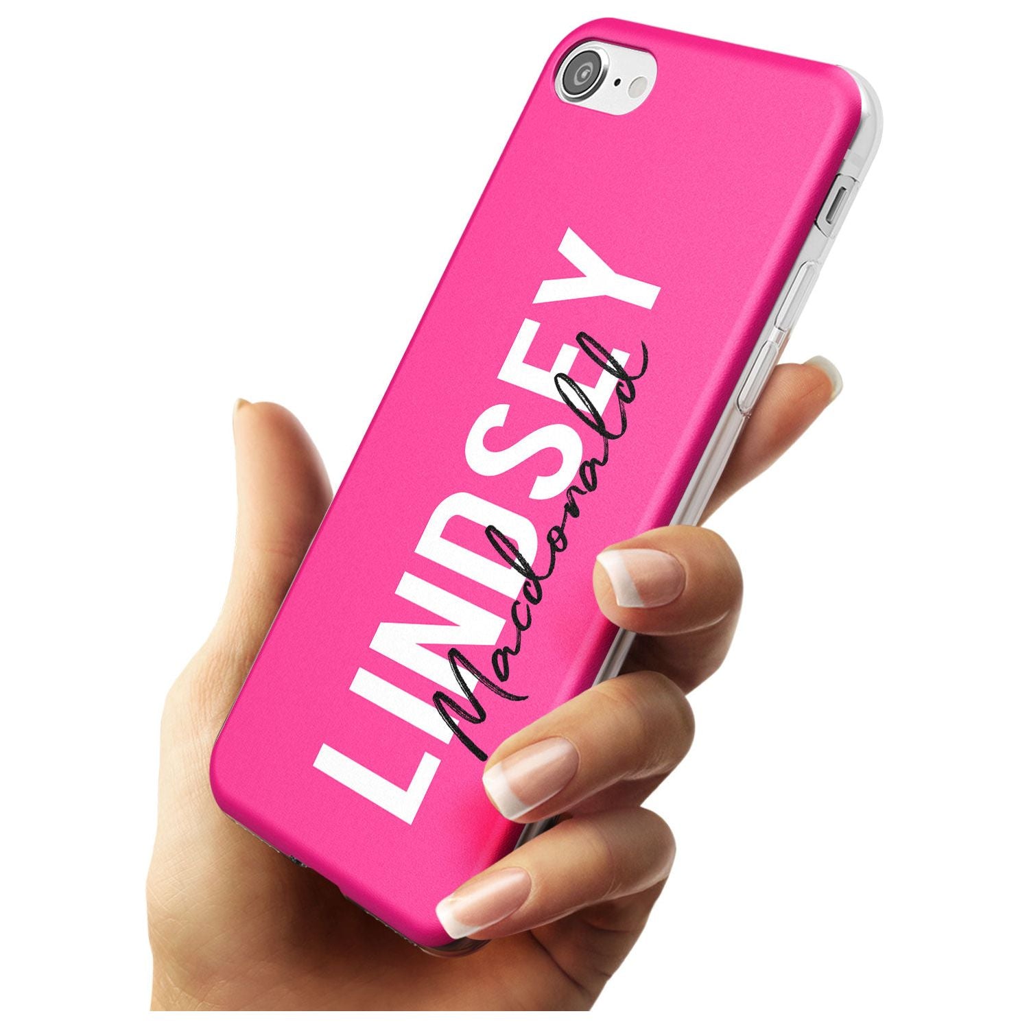 Bold Custom Name: Pink Slim TPU Phone Case for iPhone SE 8 7 Plus