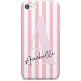 Pink Stripes & Large Monogram iPhone Case  Slim Case Custom Phone Case - Case Warehouse