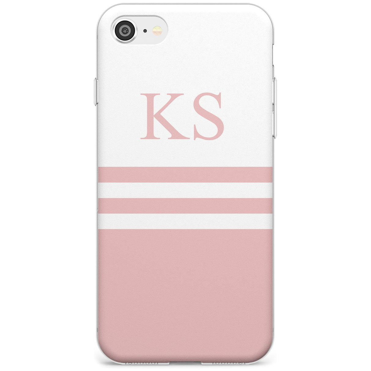 Minimal Pink Stripes & Initials iPhone Case  Slim Case Custom Phone Case - Case Warehouse