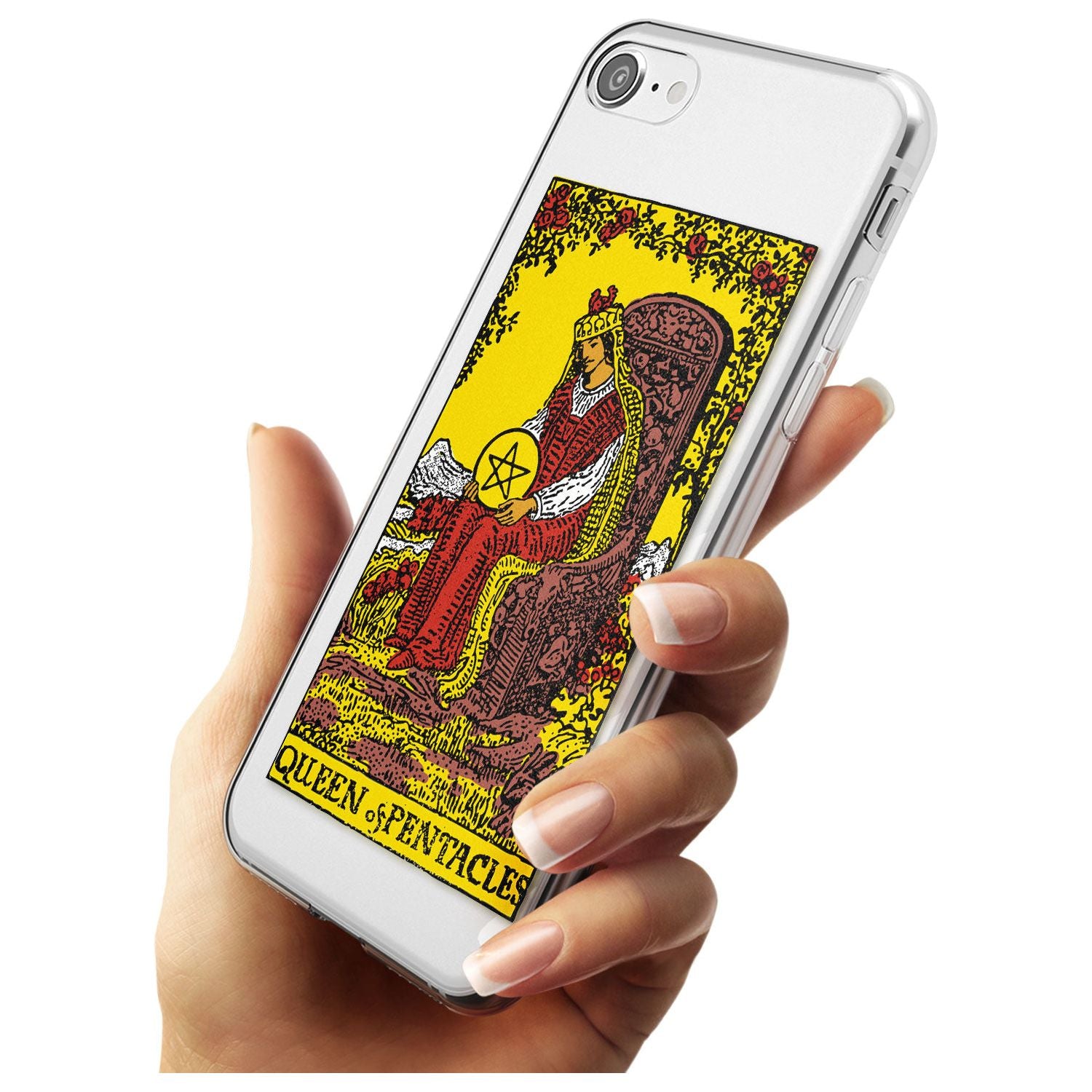 Queen of Pentacles Tarot Card - Colour Black Impact Phone Case for iPhone SE 8 7 Plus