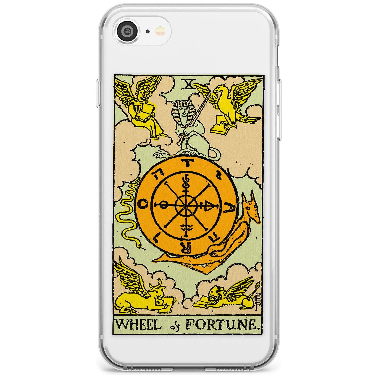 Wheel of Fortune Tarot Card - Colour Black Impact Phone Case for iPhone SE 8 7 Plus