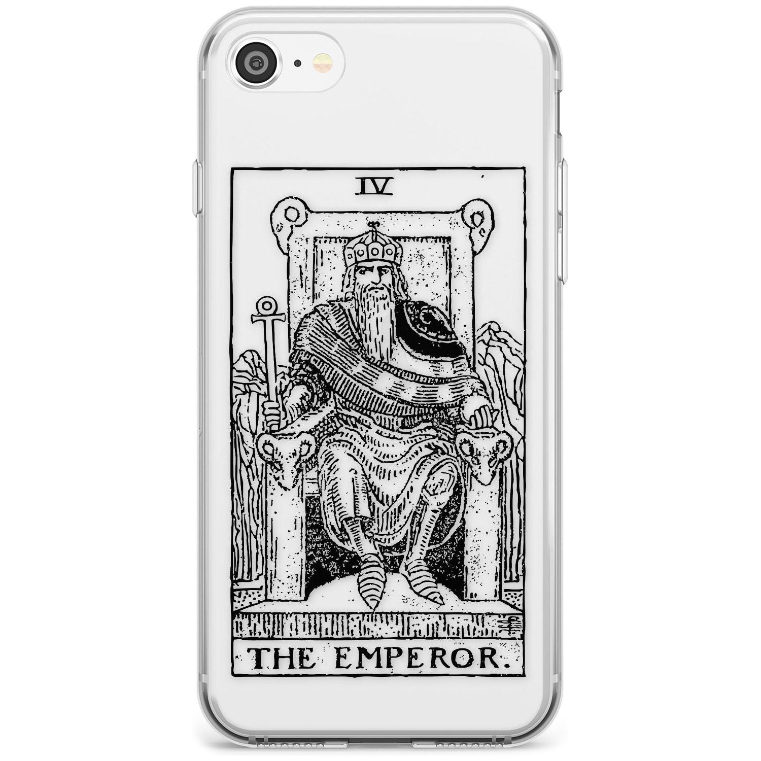 The Emperor Tarot Card - Transparent Black Impact Phone Case for iPhone SE 8 7 Plus