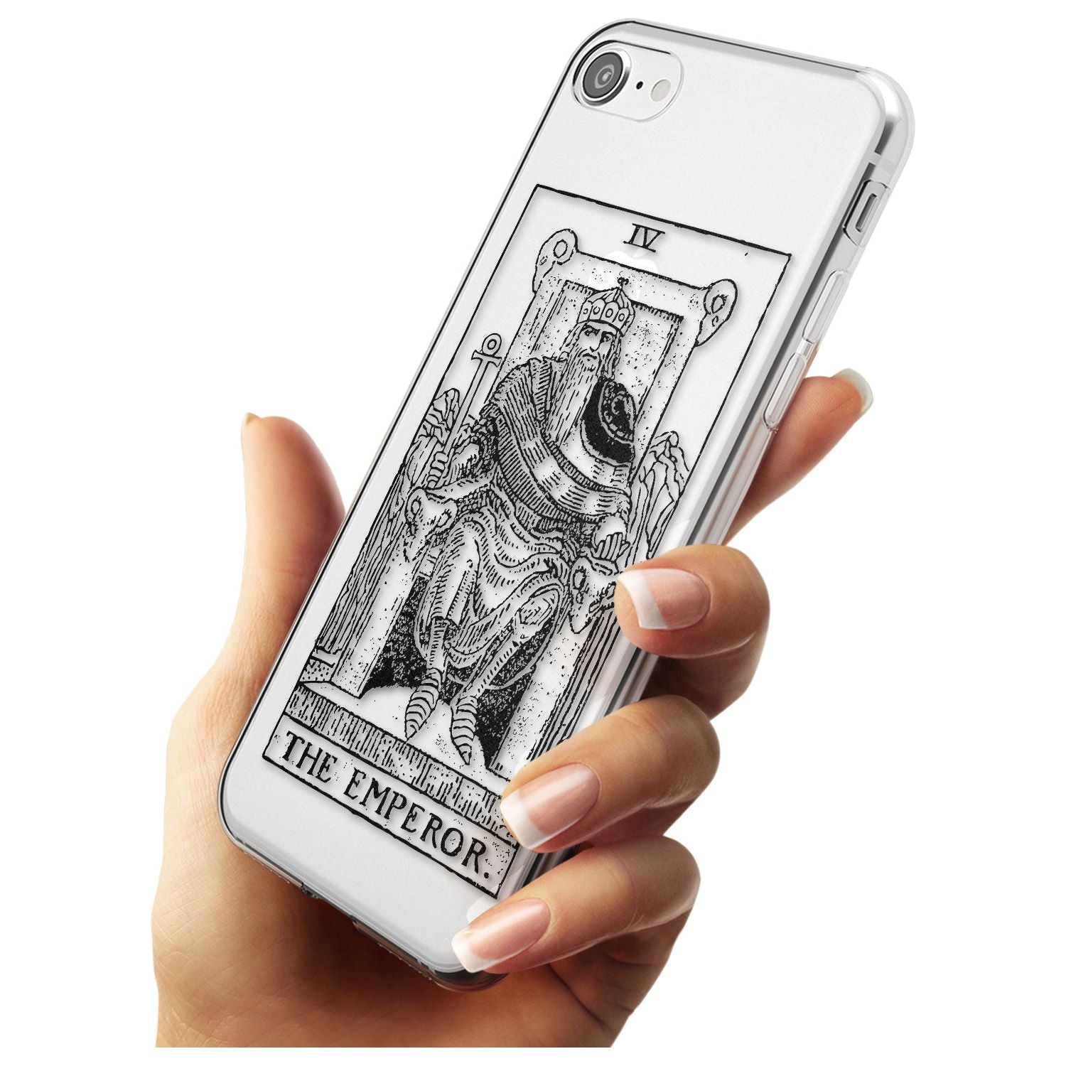 The Emperor Tarot Card - Transparent Black Impact Phone Case for iPhone SE 8 7 Plus