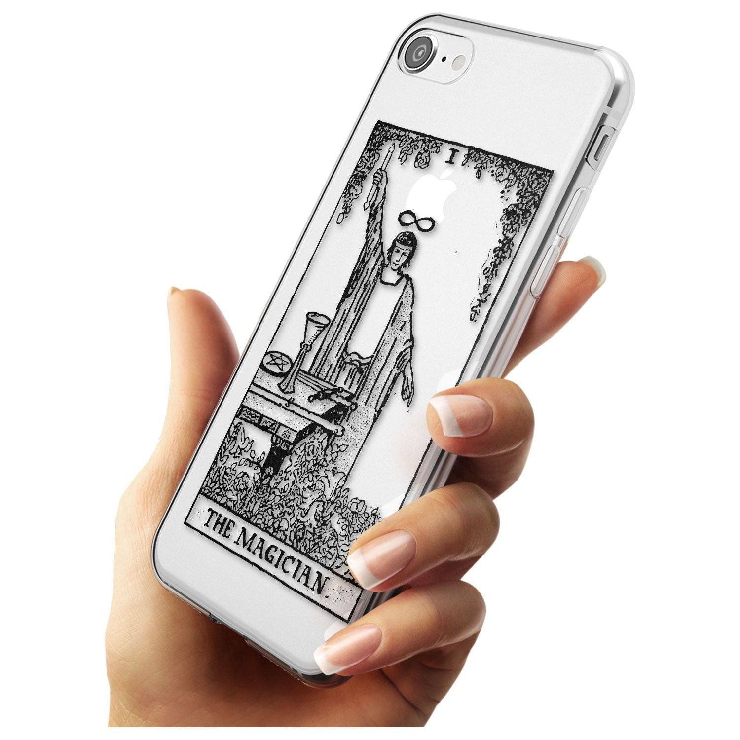 The Magician Tarot Card - Transparent Black Impact Phone Case for iPhone SE 8 7 Plus