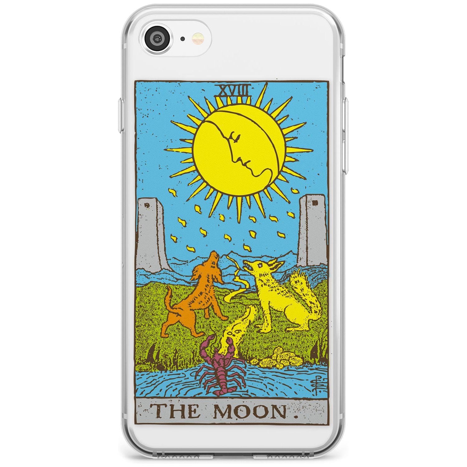 The Moon Tarot Card - Colour Black Impact Phone Case for iPhone SE 8 7 Plus