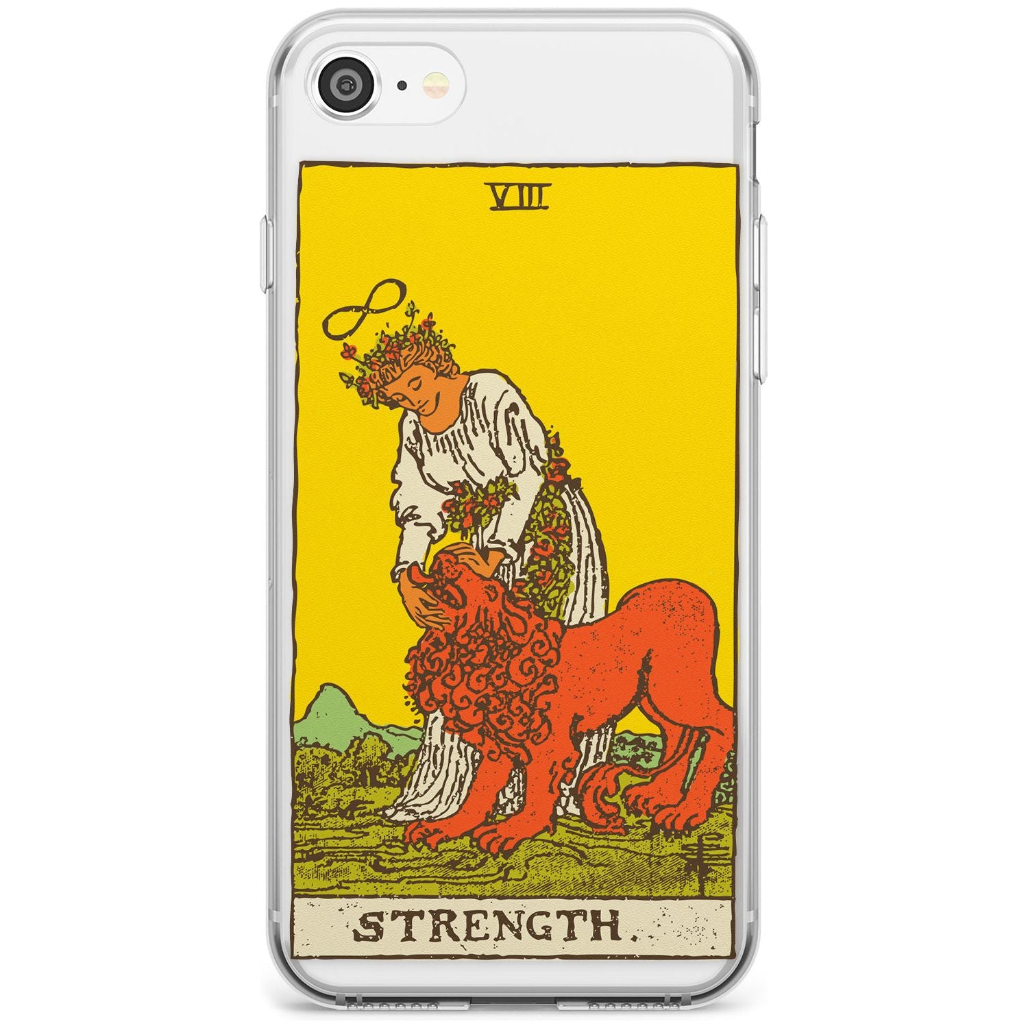 Strength Tarot Card - Colour Black Impact Phone Case for iPhone SE 8 7 Plus