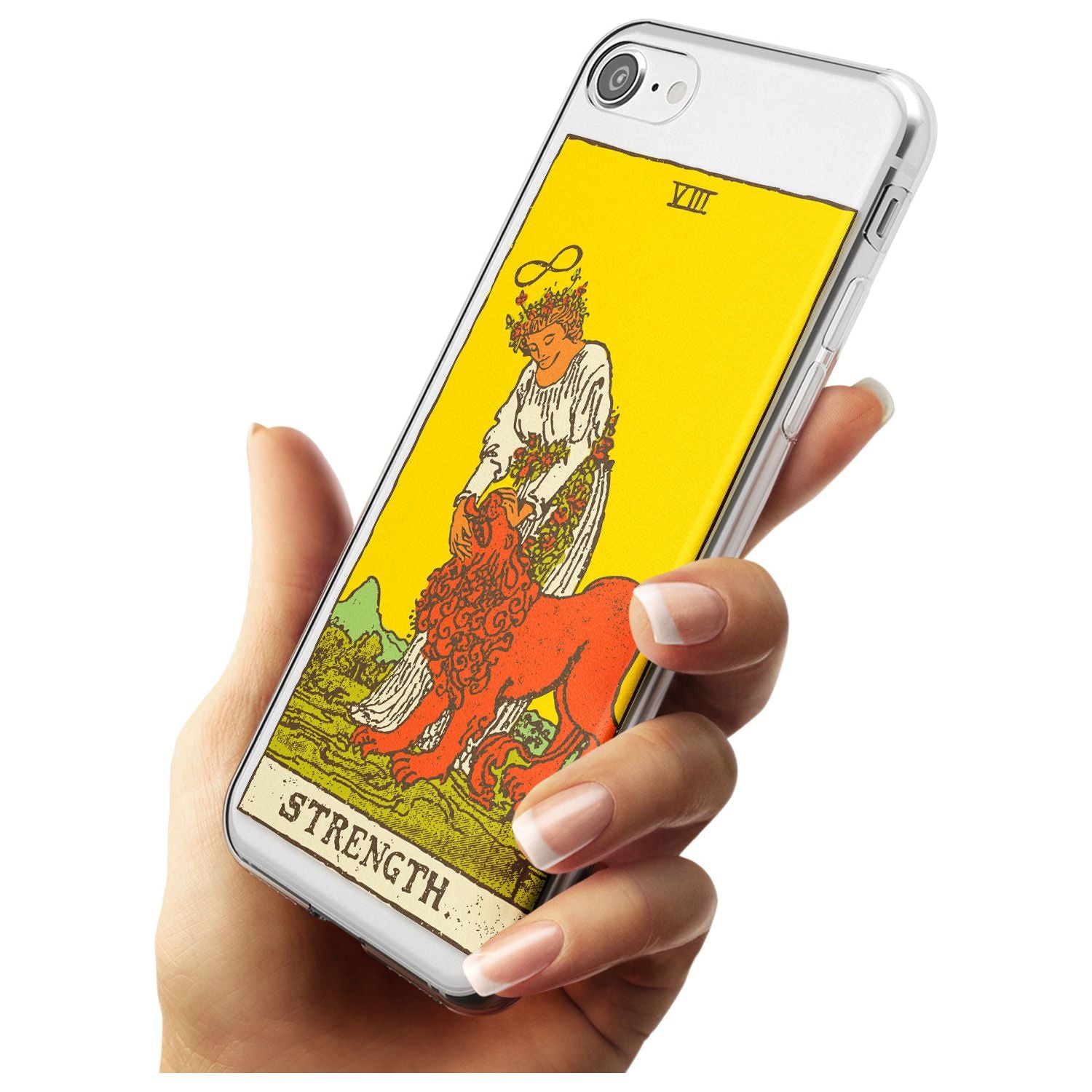 Strength Tarot Card - Colour Black Impact Phone Case for iPhone SE 8 7 Plus