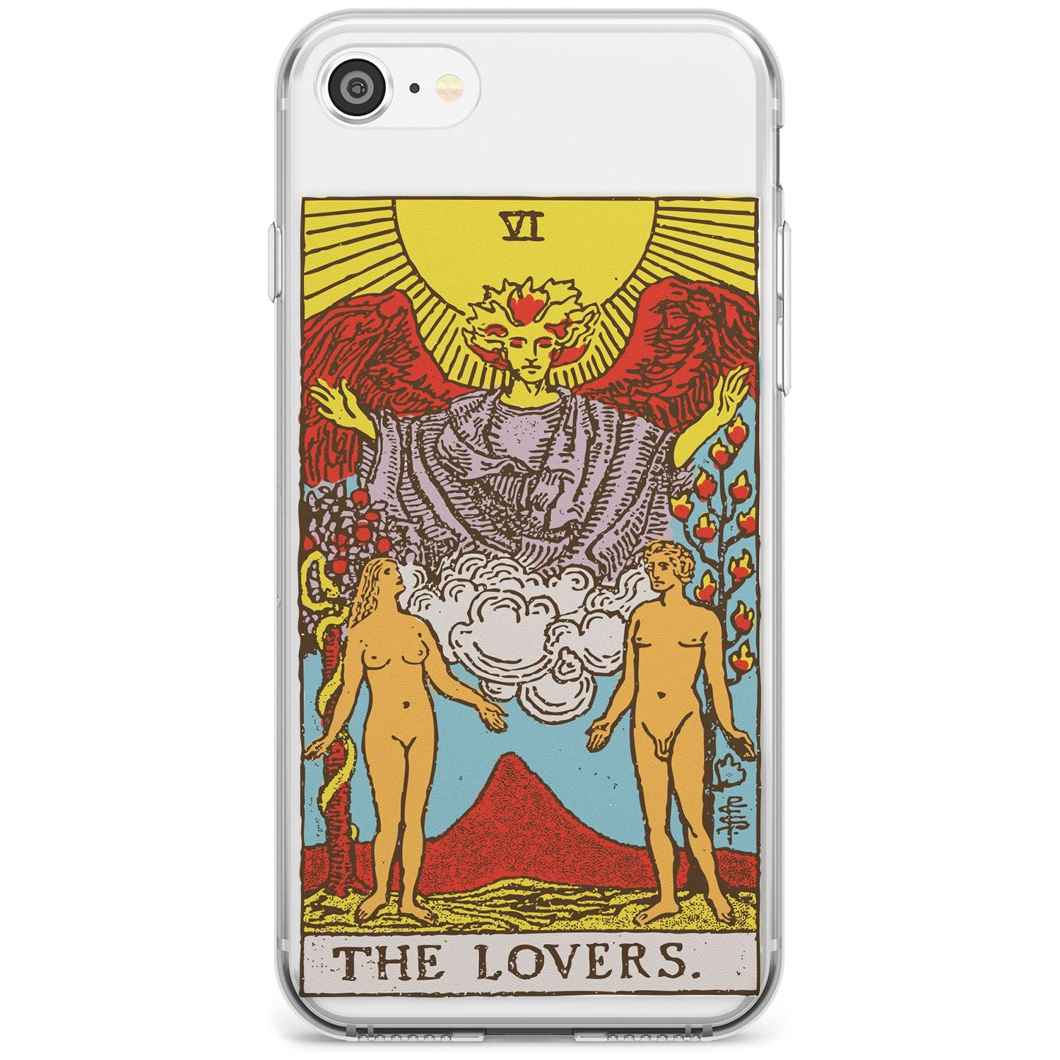 The Lovers Tarot Card - Colour Black Impact Phone Case for iPhone SE 8 7 Plus