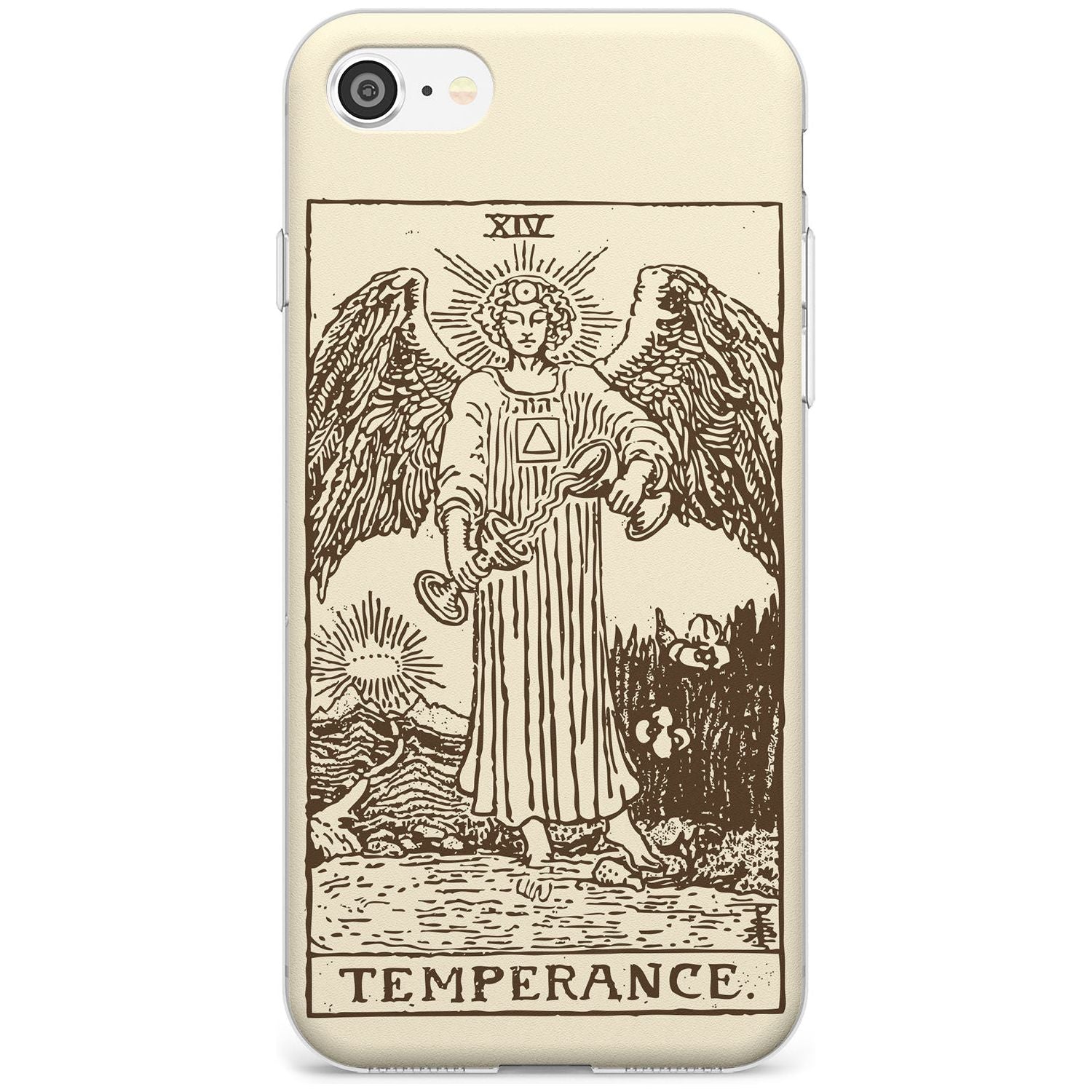 Temperance Tarot Card - Solid Cream Black Impact Phone Case for iPhone SE 8 7 Plus