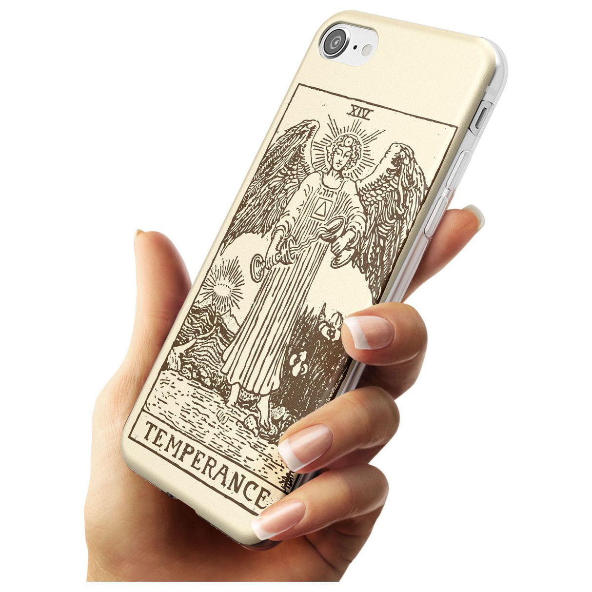 Temperance Tarot Card - Solid Cream Black Impact Phone Case for iPhone SE 8 7 Plus