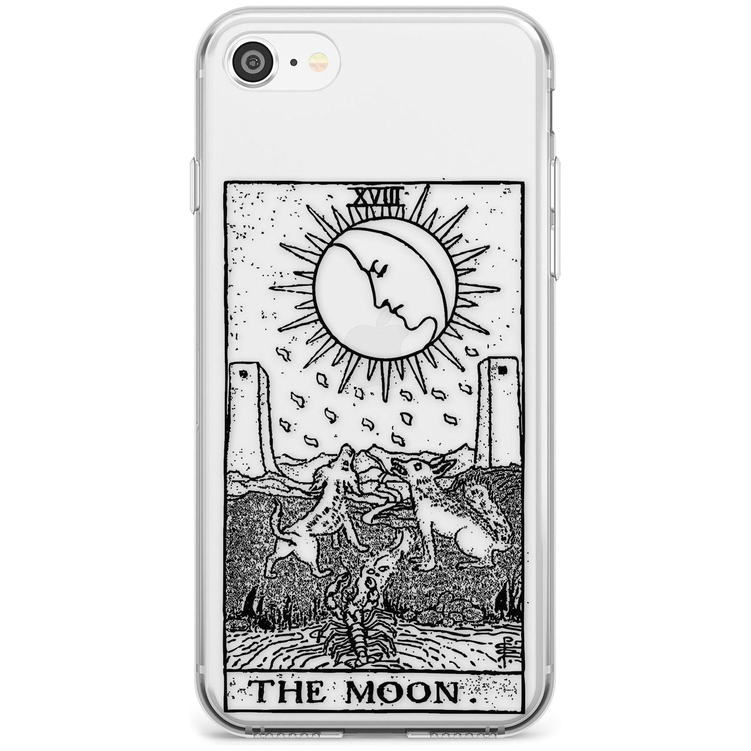 The Moon Tarot Card - Transparent Black Impact Phone Case for iPhone SE 8 7 Plus