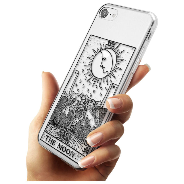 The Moon Tarot Card - Transparent Black Impact Phone Case for iPhone SE 8 7 Plus