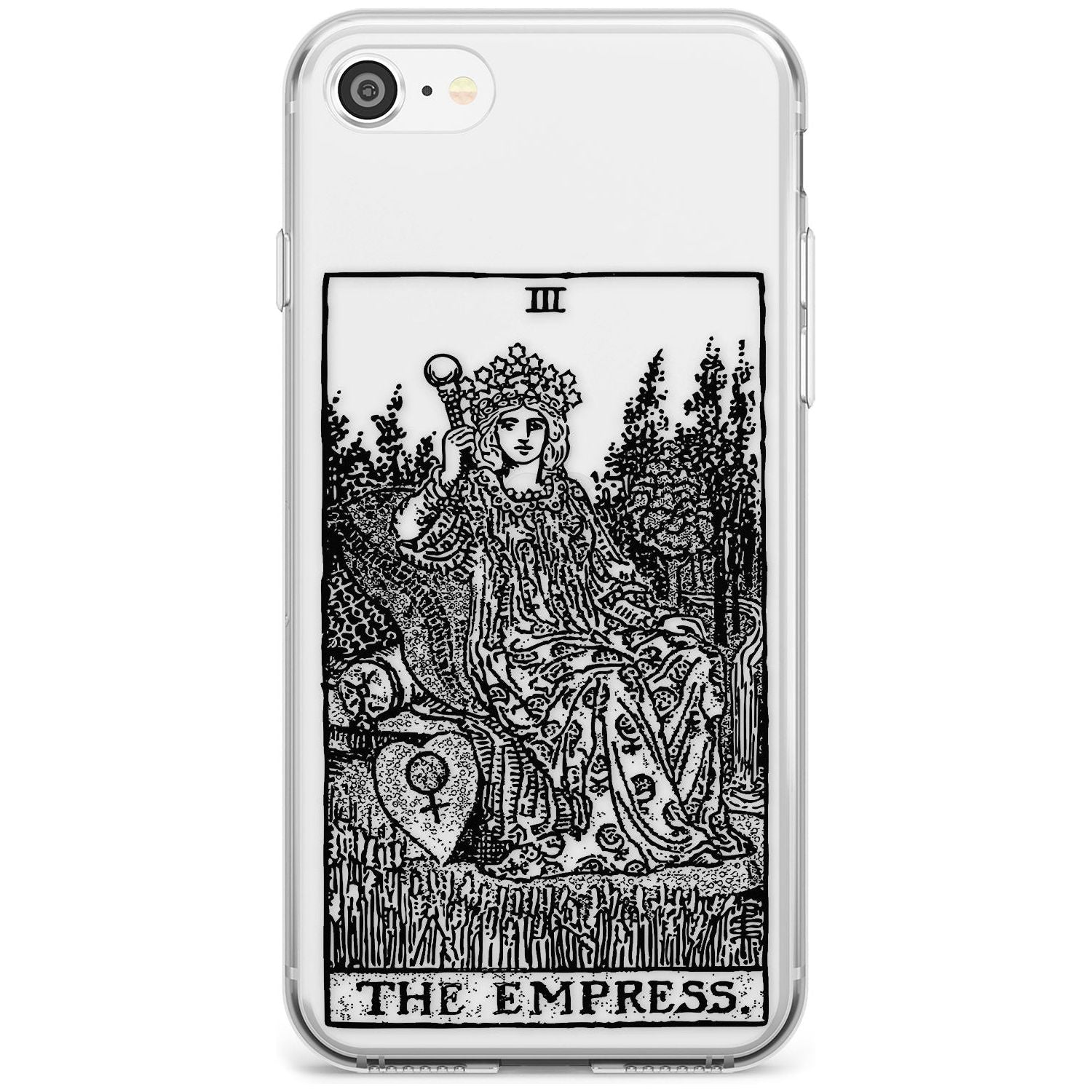 The Empress Tarot Card - Transparent Black Impact Phone Case for iPhone SE 8 7 Plus
