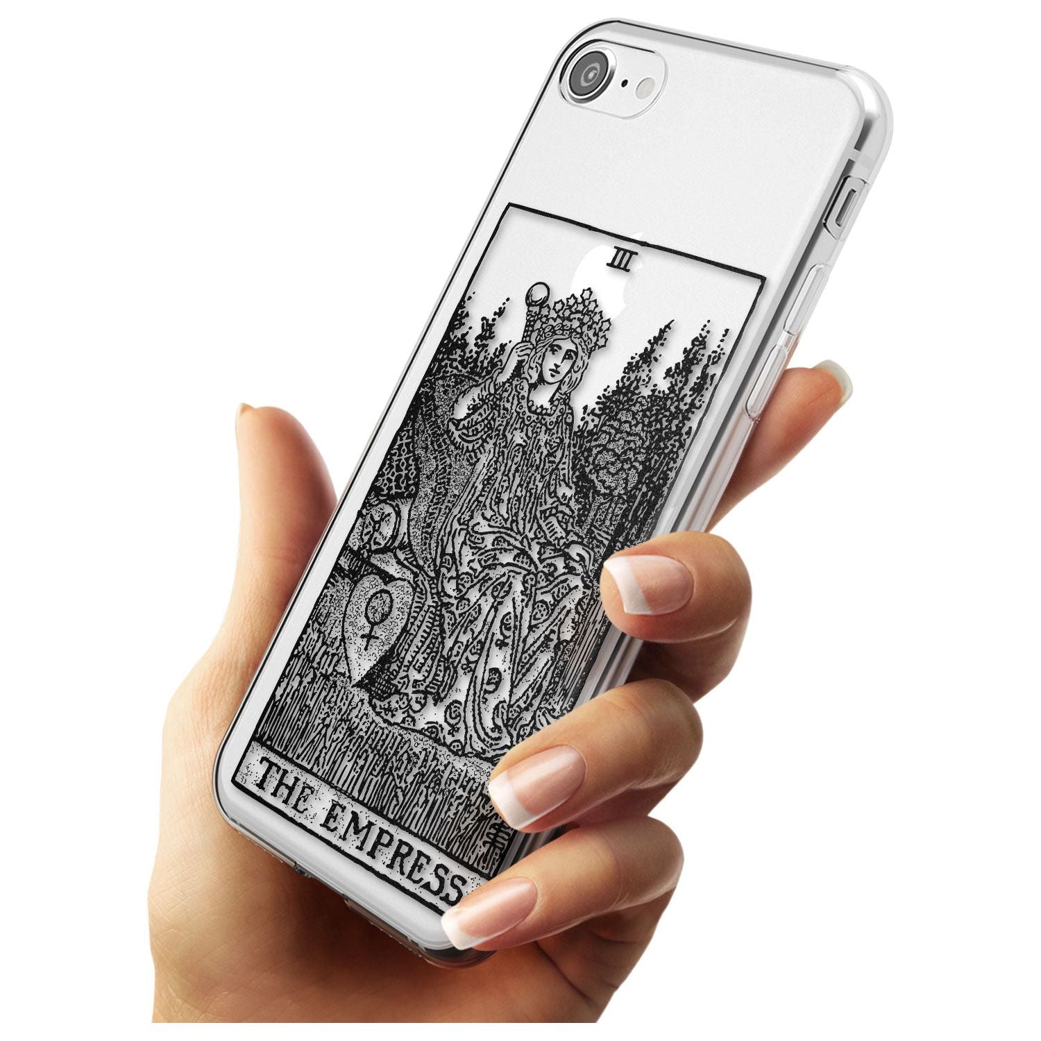The Empress Tarot Card - Transparent Black Impact Phone Case for iPhone SE 8 7 Plus