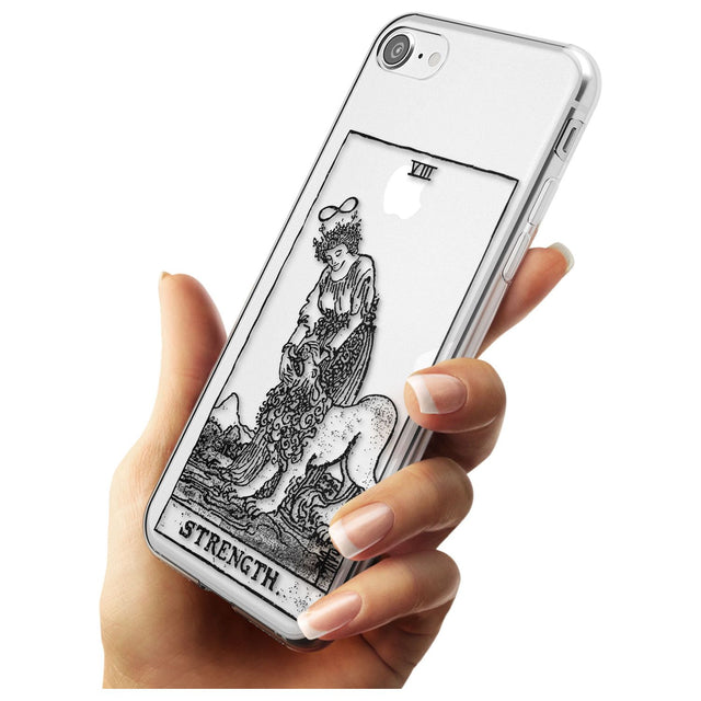 Strength Tarot Card - Transparent Black Impact Phone Case for iPhone SE 8 7 Plus