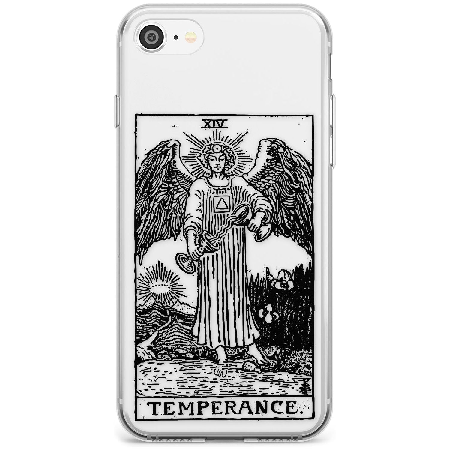 Temperance Tarot Card - Transparent Black Impact Phone Case for iPhone SE 8 7 Plus