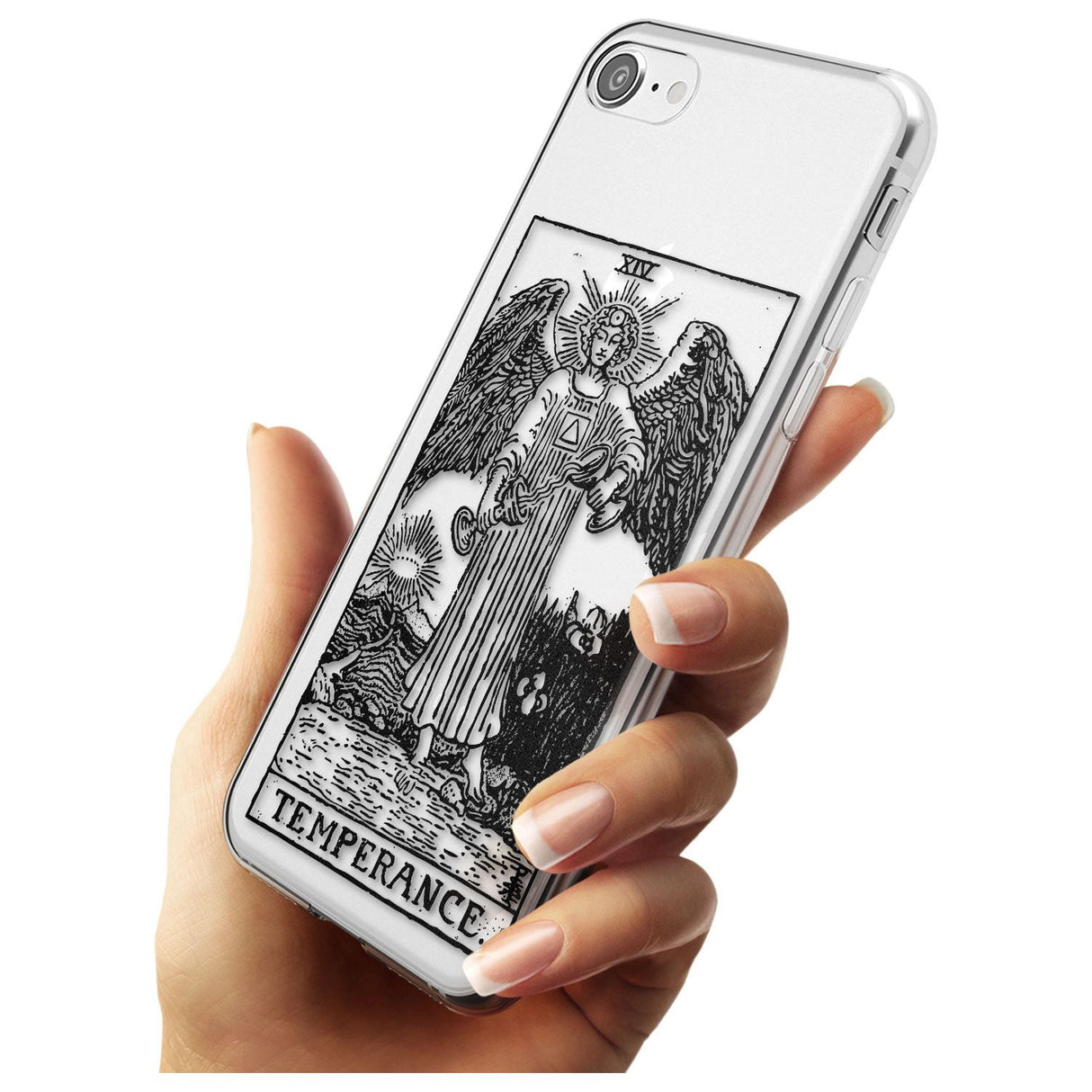 Temperance Tarot Card - Transparent Black Impact Phone Case for iPhone SE 8 7 Plus