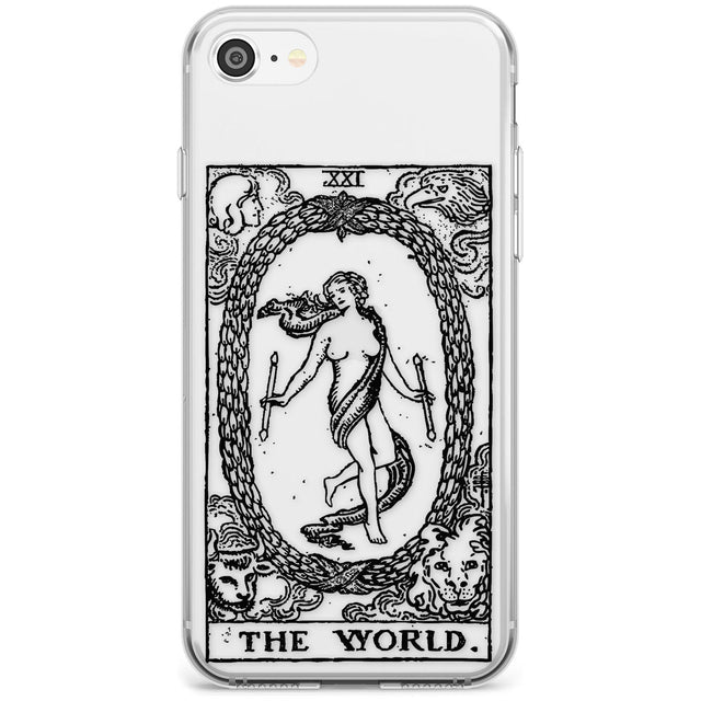 The World Tarot Card - Transparent Black Impact Phone Case for iPhone SE 8 7 Plus