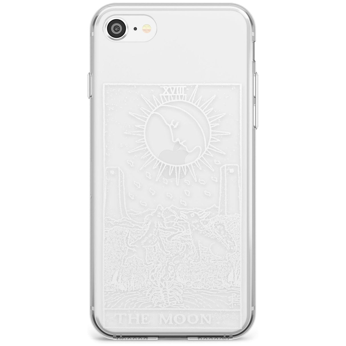 The Moon Tarot Card - White Transparent Black Impact Phone Case for iPhone SE 8 7 Plus