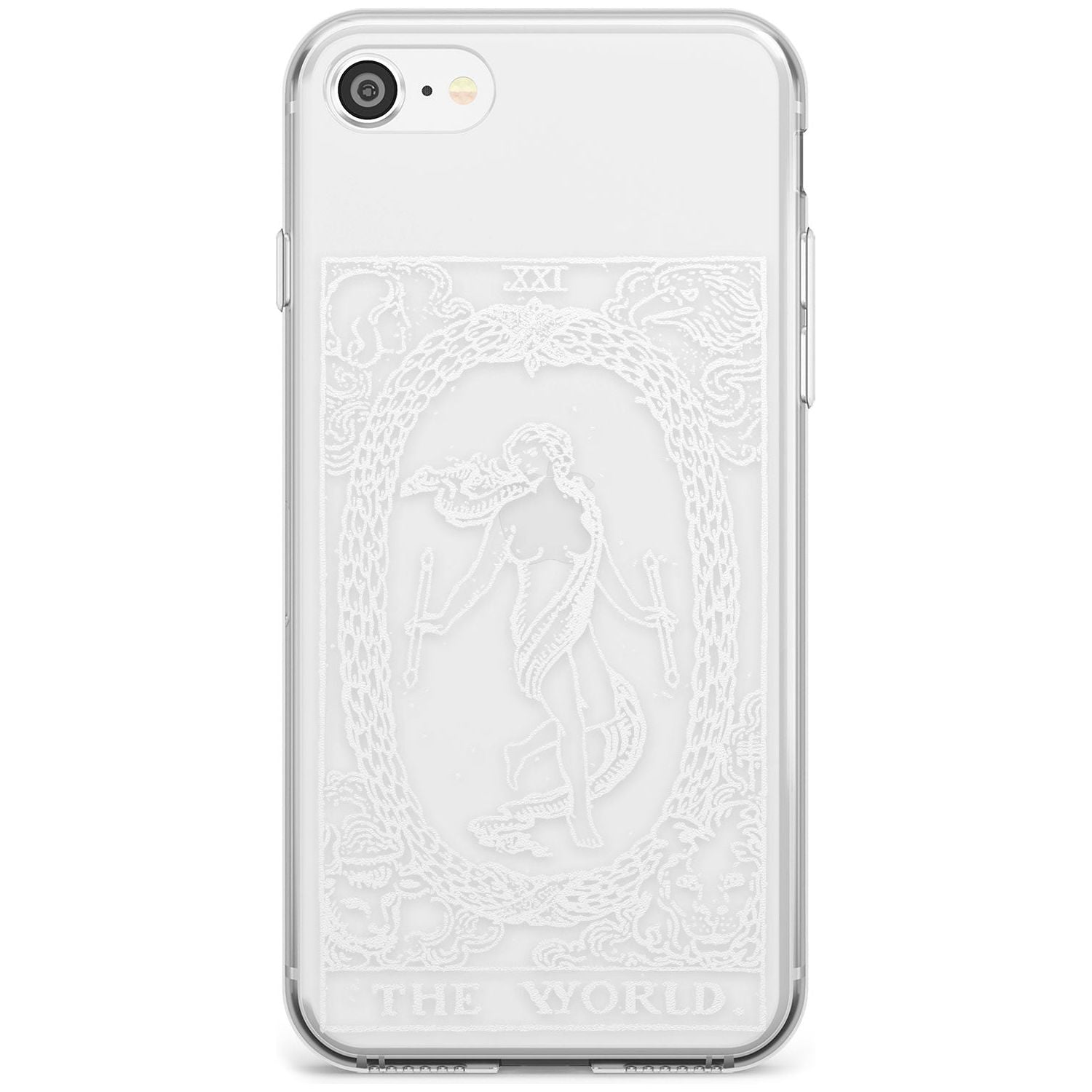 The World Tarot Card - White Transparent Black Impact Phone Case for iPhone SE 8 7 Plus