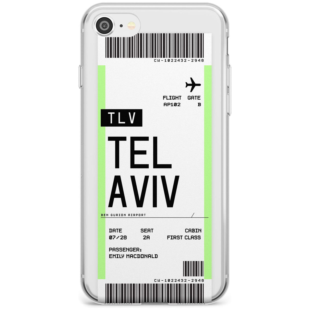 Tel Aviv Boarding Pass iPhone Case  Slim Case Custom Phone Case - Case Warehouse