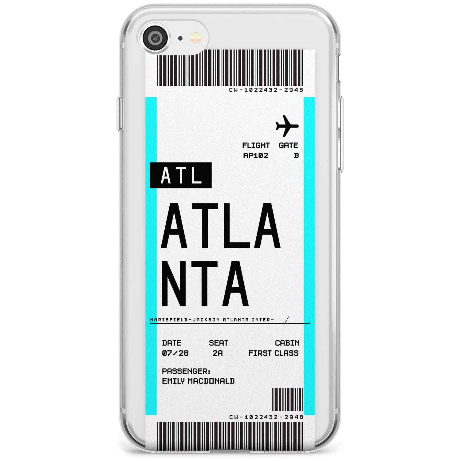 Atlanta Boarding Pass iPhone Case  Slim Case Custom Phone Case - Case Warehouse